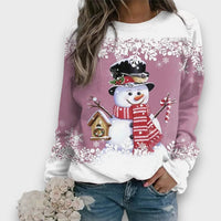 Mailena – Weihnachtspullover mit Schneemann in Rosa