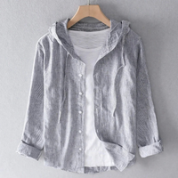 Malia | Lockere Leinenbluse mit Kapuze in Grau