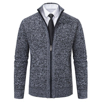 Malte | Herren Thermo Strickjacke mit Stehkragen in 6601 Dunkelgrau