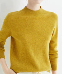 Marlene | Damen Weicher Stehkragen Kashmirpullover in Gelb