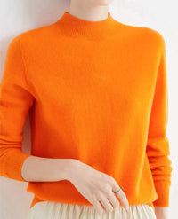 Marlene | Damen Weicher Stehkragen Kashmirpullover in Orange