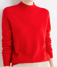 Marlene | Damen Weicher Stehkragen Kashmirpullover in Rot