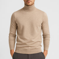 Matthias | Herren Klassischer Langärmliger Rollkragenpullover in Beige