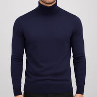 Matthias | Herren Klassischer Langärmliger Rollkragenpullover in Dunkelblau