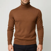Matthias | Herren Klassischer Langärmliger Rollkragenpullover in Braun