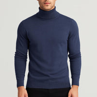 Matthias | Herren Klassischer Langärmliger Rollkragenpullover in Blau
