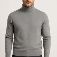 Matthias | Herren Klassischer Langärmliger Rollkragenpullover in Grau