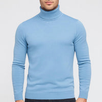 Matthias | Herren Klassischer Langärmliger Rollkragenpullover in Hellblau