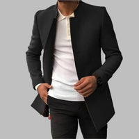 Matthias | Herren Slim-Fit Wollmantel mit Stehkragen in Schwarz