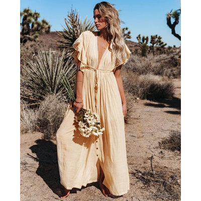 Solana | Maxi Ibiza Kleid in Creme