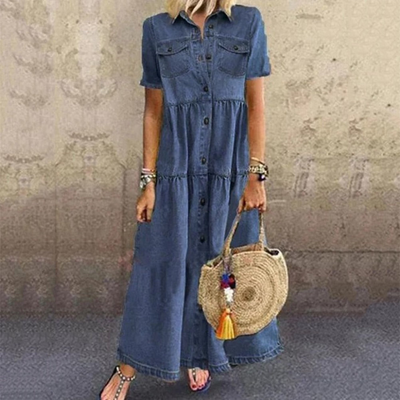 Maxi-Denim-Kleid für Damen