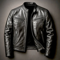 Maximilian | Herren Gesteppte Bikerjacke Echtleder in Biker Schwarz