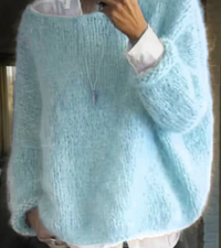 Melanie | Damen Kuscheliger Oversize Strickpullover in Hellblau