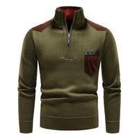 Pullover Herren Mit Reißverschluss | Zipper Design Mit Brusttasche in Grün