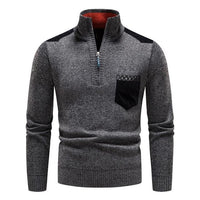 Pullover Herren Mit Reißverschluss | Zipper Design Mit Brusttasche in Grau