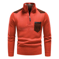 Pullover Herren Mit Reißverschluss | Zipper Design Mit Brusttasche in Orange
