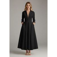 Mila | Damen Elegantes Ausgestelltes Hemdkleid in Schwarz