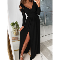 Helma | Damen Elegantes Abendkleid Mit Seitenschlitz in Schwarz