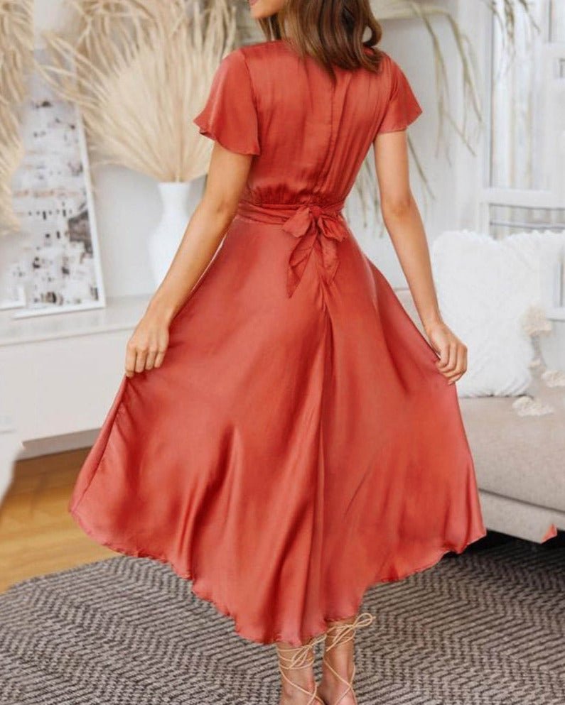 V-Ausschnitt Baumwollkleid für Damen