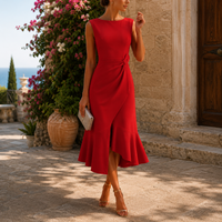 Mirela | Weites Midikleid für Hochzeiten in Rot
