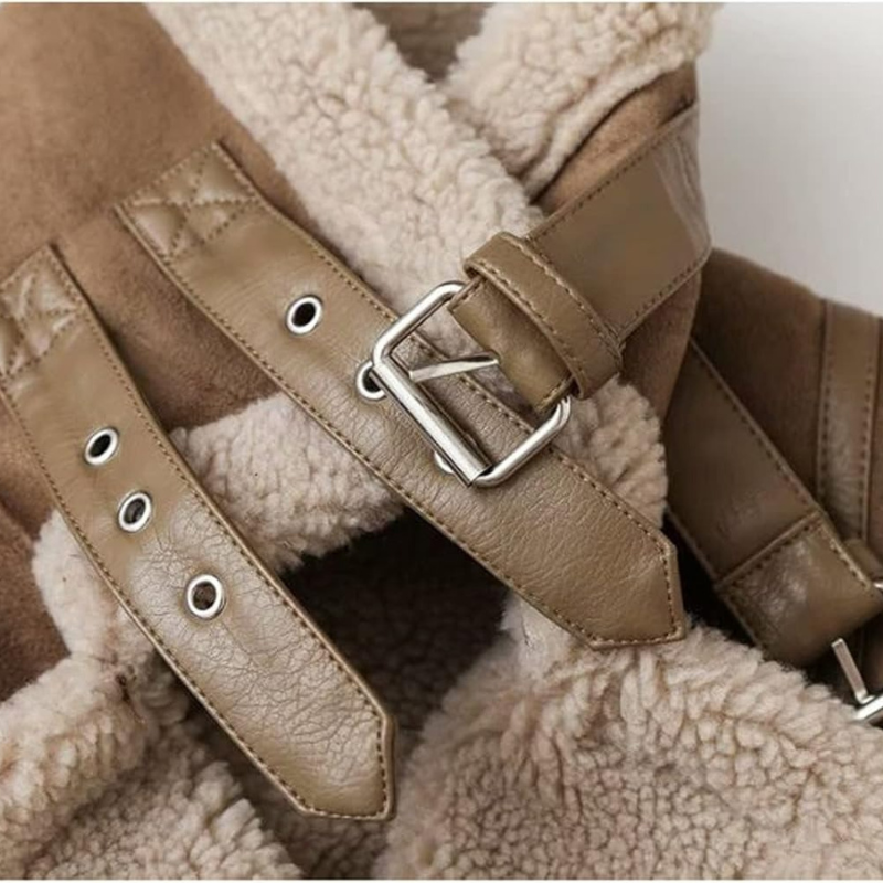 Moderne warme Bikerjacke für Damen | Winter