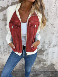 Moderner Denim-Mantel für Frauen - Adelaide in Rot