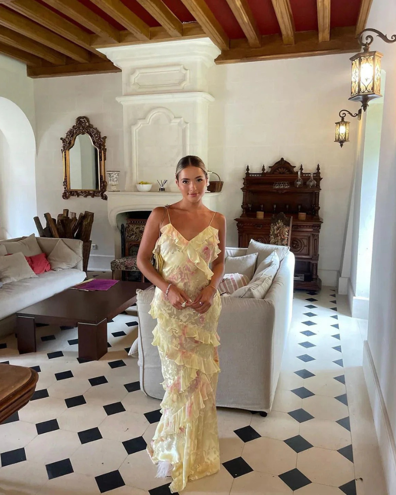 Modernes gerafftes Sommerkleid für Damen | Maxi