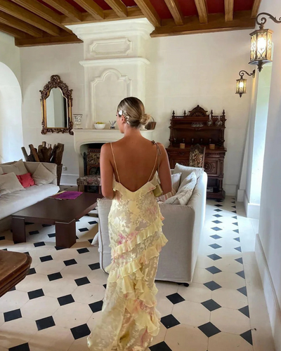 Modernes gerafftes Sommerkleid für Damen | Maxi