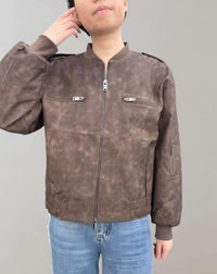 Modische Lederjacke für Frauen in Kurzform - Roslyn in Braun