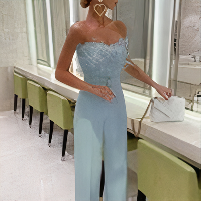 Modischer Pelz- Jumpsuit für Damen | Eleganter