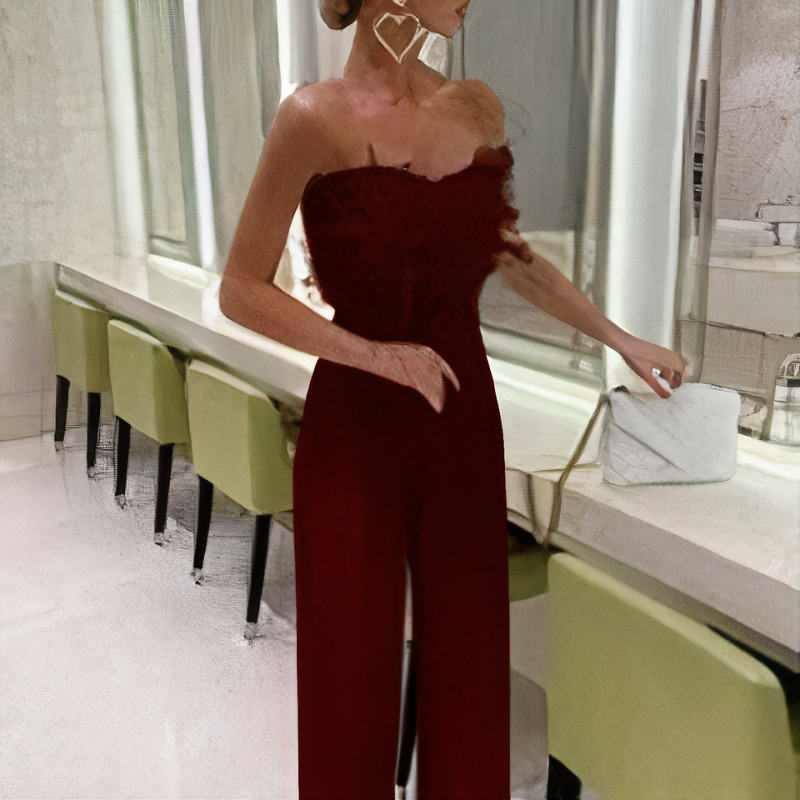 Modischer Pelz- Jumpsuit für Damen | Eleganter