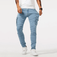 Herren Cargo Hose Slim Fit | Stretch Bequem in Blau