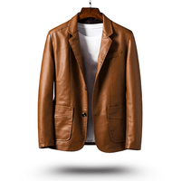 Klassische Reverskragen Lederjacke in Braun