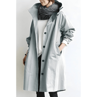 Amelia | Damen Wasserdichte Geknöpfter Trenchcoat Mantel in Blau