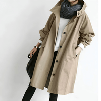 Amelia | Damen Wasserdichte Geknöpfter Trenchcoat Mantel in Beige