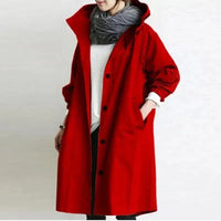 Amelia | Damen Wasserdichte Geknöpfter Trenchcoat Mantel in Rot