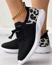 Karin Atmungsaktive Sneakers mit Leopardenmuster in Schwarz