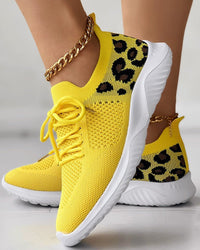 Karin Atmungsaktive Sneakers mit Leopardenmuster in Gelb