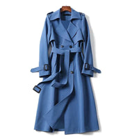 Damen Klassischer Trenchcoat | Lang Elegant in Blau