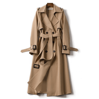 Damen Klassischer Trenchcoat | Lang Elegant in Braun