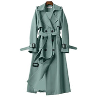 Damen Klassischer Trenchcoat | Lang Elegant in Grün