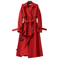 Damen Klassischer Trenchcoat | Lang Elegant in Rot