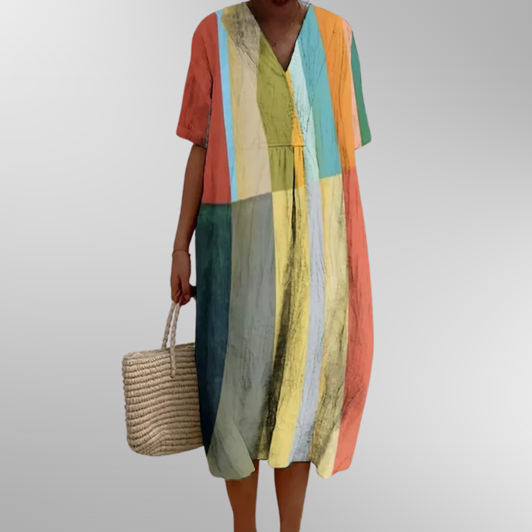 Sophia – Designer Striped Long Dress