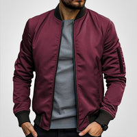Niklas | Herren Klassische Bomber Übergangsjacke in Bordeauxrot