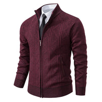 Niklas | Herren Klassische Strickjacke in Bordeauxrot