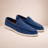 Niklas | Herren Lässige Slip-On Leder Loafer in Dunkelblau