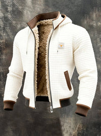 Niklas | Herren Steppjacke Fleecefutter Kapuze in Weiß