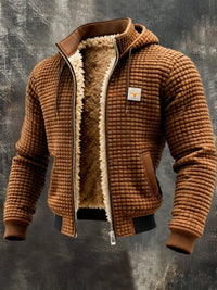 Niklas | Herren Steppjacke Fleecefutter Kapuze in Braun