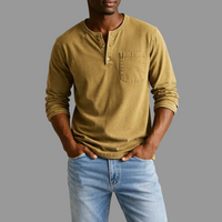 Sebastian | Herren Casual Henley Langarmshirt in Khaki