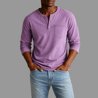 Sebastian | Herren Casual Henley Langarmshirt in Lila